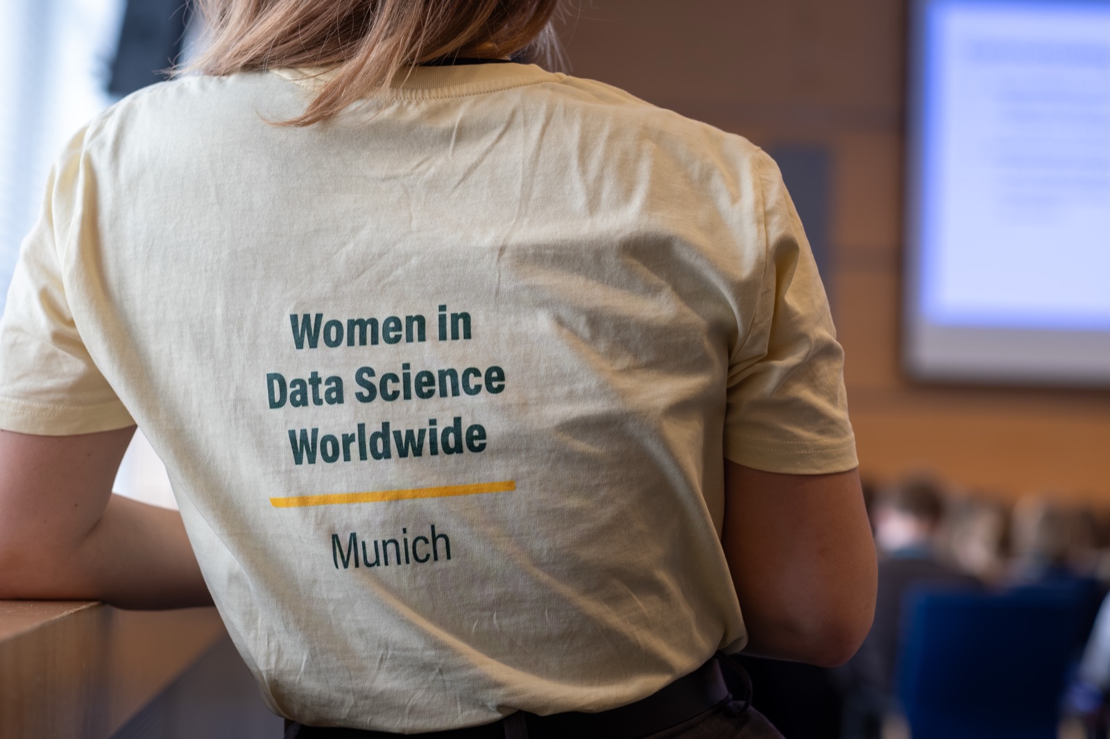 A Women in Data Science Worldwide t-shirt at WiDS Munich 2025