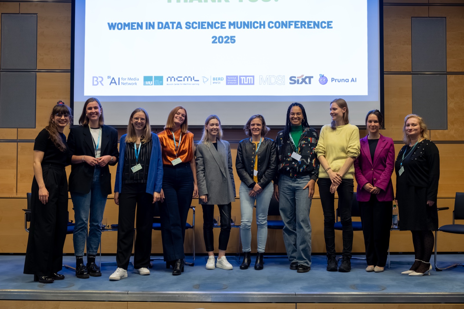The WiDS Munich 2025 speakers and team on stage